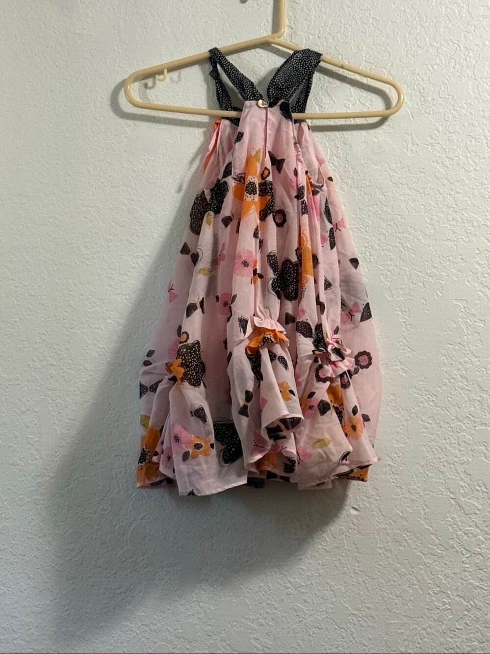 Deux par Deux girl's printed bubble dress in a pink butterfly pattern 7 - Picture 3 of 3